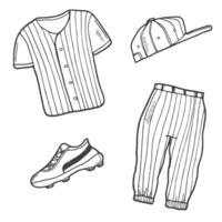beisebol Esportes equipamento. vetor mão desenhado esboço ilustração. esporte ícones isolado em branco fundo