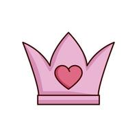 coroa do dia dos namorados com ícone de coração isolado vetor