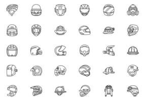 coleção do capacetes linha arte ícone vetor