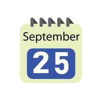 setembro 25 diariamente calendário ícone vetor