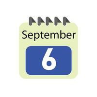 setembro 6 diariamente calendário ícone vetor