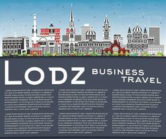 Lodz Polônia cidade Horizonte com cor edifícios, azul céu e cópia de espaço. Lodz paisagem urbana com pontos de referência. vetor