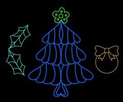 abstrato brilhando néon Natal árvore placa lgiht com em e fora versões. vetor ilustração