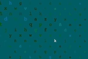 layout de vetor azul e verde escuro com alfabeto latino.