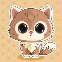 gato vetor, kawaii gato, fofa gato, desenho animado gato, pequeno gatinha, Olho grande bicho de estimação, animal poster, cumprimento cartão Projeto. vetor ilustração kawaii estilo