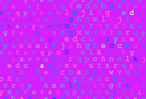 layout de vetor rosa claro, azul com alfabeto latino.