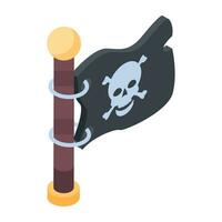 a isométrico ícone do pirata bandeira vetor