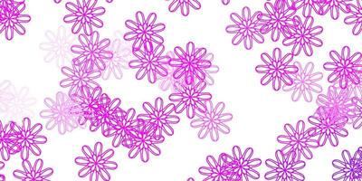 luz roxa, rosa vetor doodle padrão com flores.
