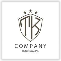 tk logotipo monograma com escudo forma isolado Preto cores em esboço Projeto modelo Prêmio elegante modelo vetor eps 10