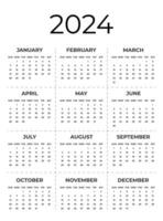 por mês calendário modelo para 2024 vetor