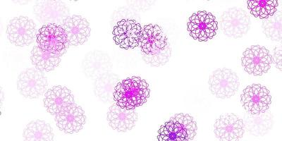 modelo de doodle de vetor de luz roxa com flores.