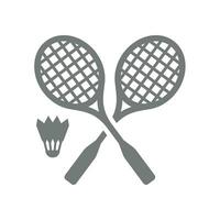badminton cruzado raquetes e peteca ícone. passarinho ou transporte pena esporte símbolo. vetor