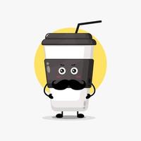 personagem de xícara de café fofo com bigode vetor