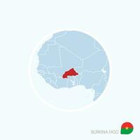 mapa ícone do burkina faso. azul mapa do oeste África com em destaque burkina faso dentro vermelho cor. vetor