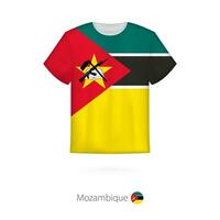camiseta Projeto com bandeira do Moçambique. vetor