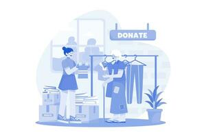 voluntários doam roupas para os pobres vetor
