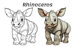 fofa rinoceronte animal coloração livro ilustração vetor