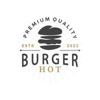 hamburguer logotipo velozes Comida projeto, quente e delicioso Comida vetor modelo ilustração