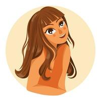 vetor uma pequeno menina humano para perfil cenário. avatar parece Diversão e glamour personagem humano mulher beleza