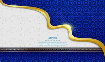 azul e ouro islâmico fundo com luz vetor