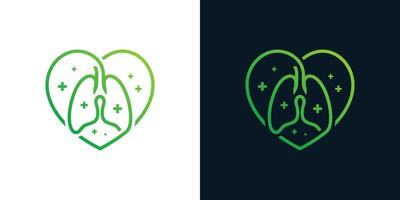 pulmão logotipo Projeto elemento com coração Projeto gráfico vetor ilustração. símbolo, ícone, criativo.