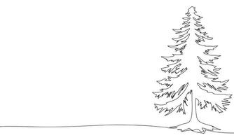 pinho árvore 1 linha contínuo. linha arte bandeira com abeto árvore. inverno bandeira conceito contorno. vetor ilustração.