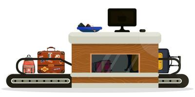 desenho animado ilustração do aeroporto inspeção processo. vetor conceito do Verifica equipamento.