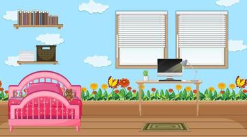 design de interiores de quartos com móveis para crianças vetor