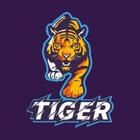 selvagem tigre logotipo crachá Projeto para esport. vetor