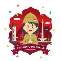 Dia da Independência da Indonésia com personagem vetor