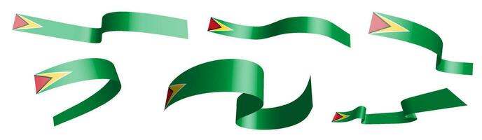 conjunto do feriado fitas. bandeira do Guiana acenando dentro vento. separação para dentro mais baixo e superior camadas. Projeto elemento. vetor em branco fundo
