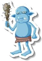 Adesivo de goblin azul ou personagem de desenho animado de troll vetor
