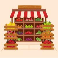 desenho vetorial de loja de frutas e vegetais vetor