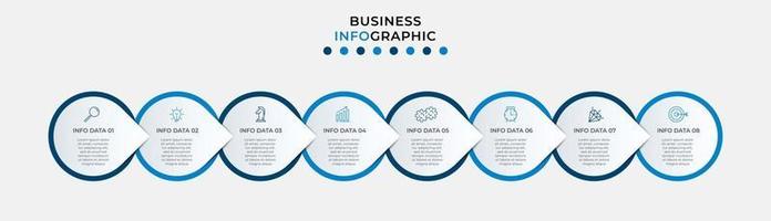 modelo de design de infográfico com ícones e 8 opções ou etapas vetor