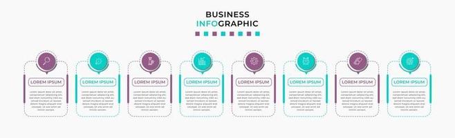 modelo de design de infográfico com ícones e 8 opções ou etapas vetor