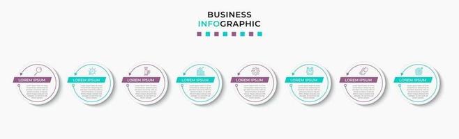 modelo de design de infográfico com ícones e 8 opções ou etapas vetor