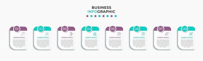 modelo de design de infográfico com ícones e 8 opções ou etapas vetor