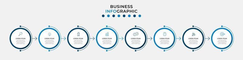 modelo de design de infográfico com ícones e 8 opções ou etapas vetor