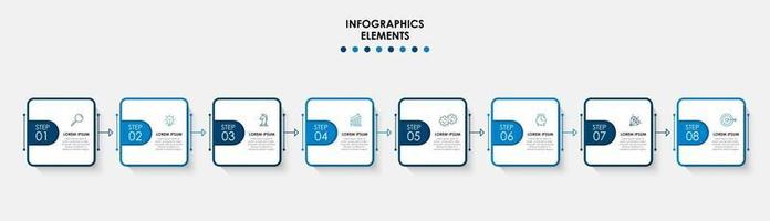 modelo de design de infográfico com ícones e 8 opções ou etapas vetor