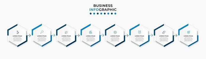 modelo de design de infográfico com ícones e 8 opções ou etapas vetor