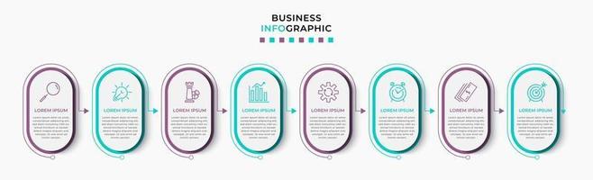 modelo de design de infográfico com ícones e 8 opções ou etapas vetor