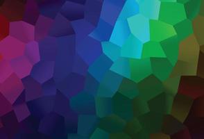 layout de vetor de arco-íris multicolorido escuro com formas hexagonais.