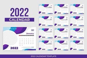 modelo de calendário de mesa colorido 2022 vetor