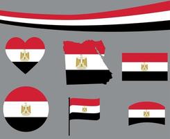 Ilustração em vetor ícones de coração e fita do mapa da bandeira do Egito.