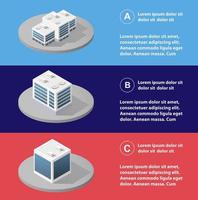 infográficos da cidade em isométrica com arranha-céus, ruas e árvores. vetor