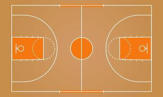 piso de quadra de basquete com design de fundo de cor de madeira vetor