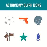 conjunto exclusivo de ícones de vetor de astronomia glyp