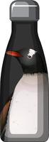 uma garrafa térmica preta com padrão de pinguim vetor