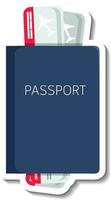 autocolante de passaporte com bilhetes de desenho animado vetor