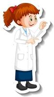 personagem de desenho animado garota cientista em pose ereta vetor